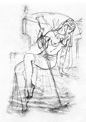 Minor Arcana: swords - Queen of Swords (Sketch)
